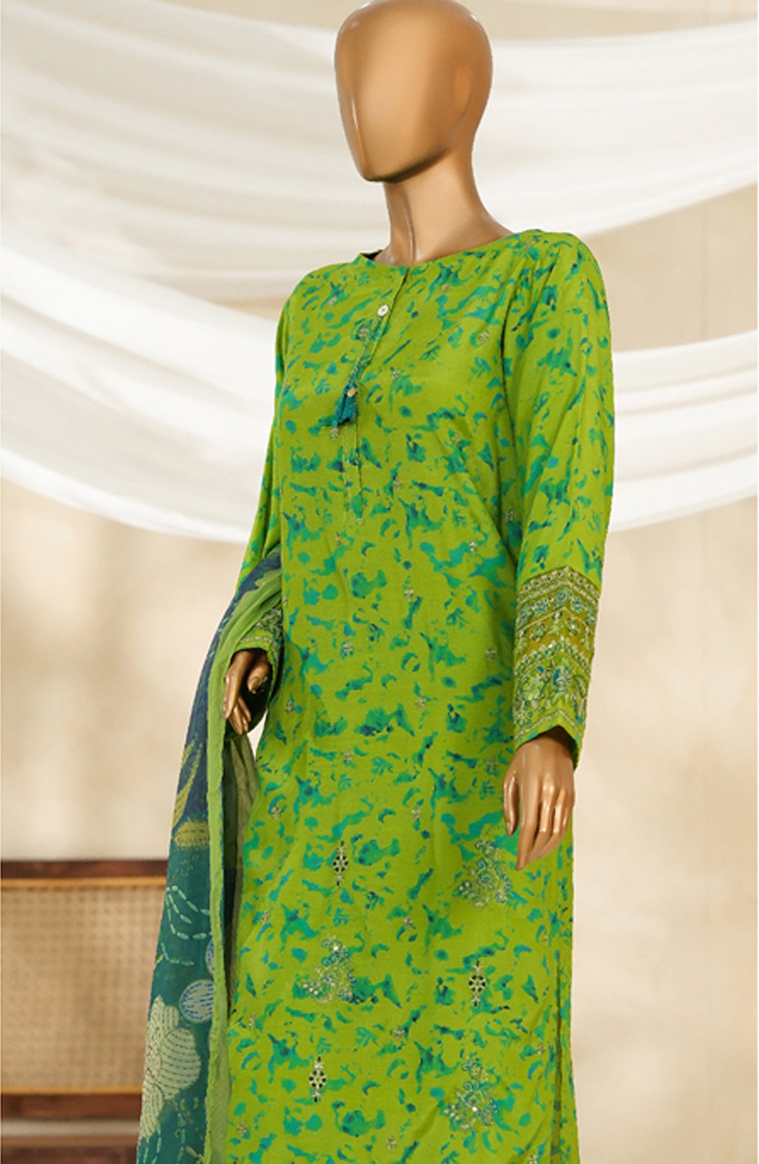 HZ Textile Ready to Wear MAJESTIC EMBROIDERED SILK 3PC Collection 2025 D-04