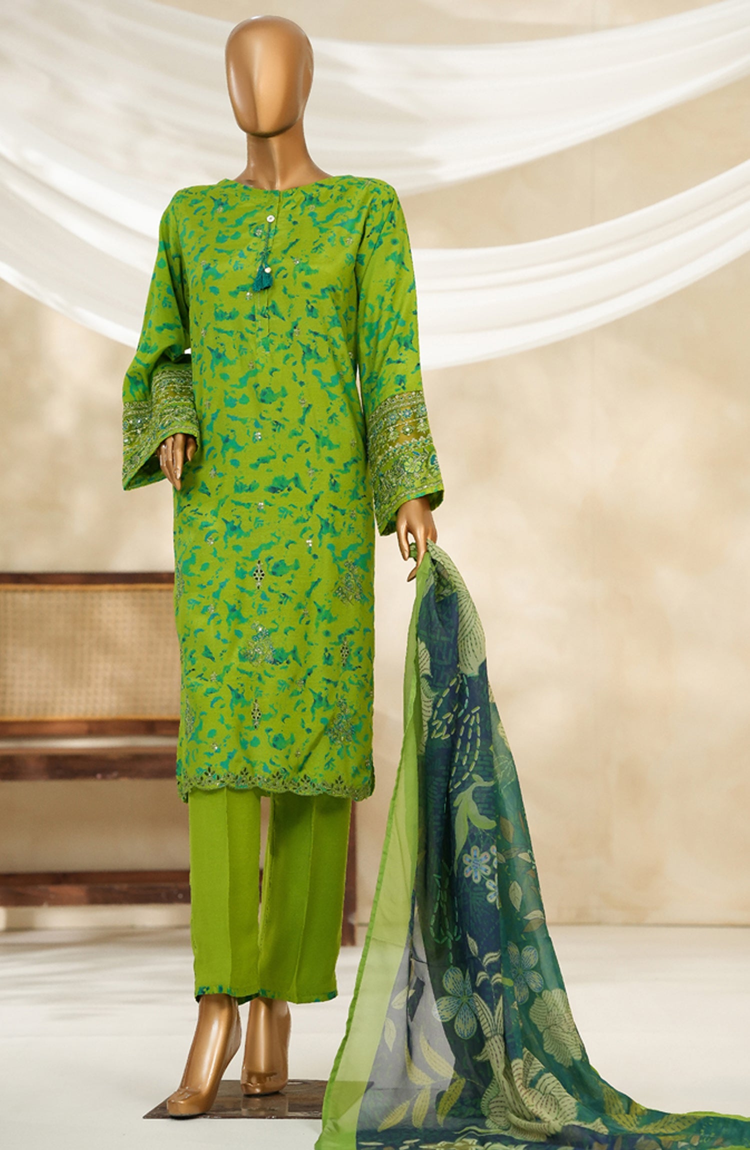 HZ Textile Ready to Wear MAJESTIC EMBROIDERED SILK 3PC Collection 2025 D-04