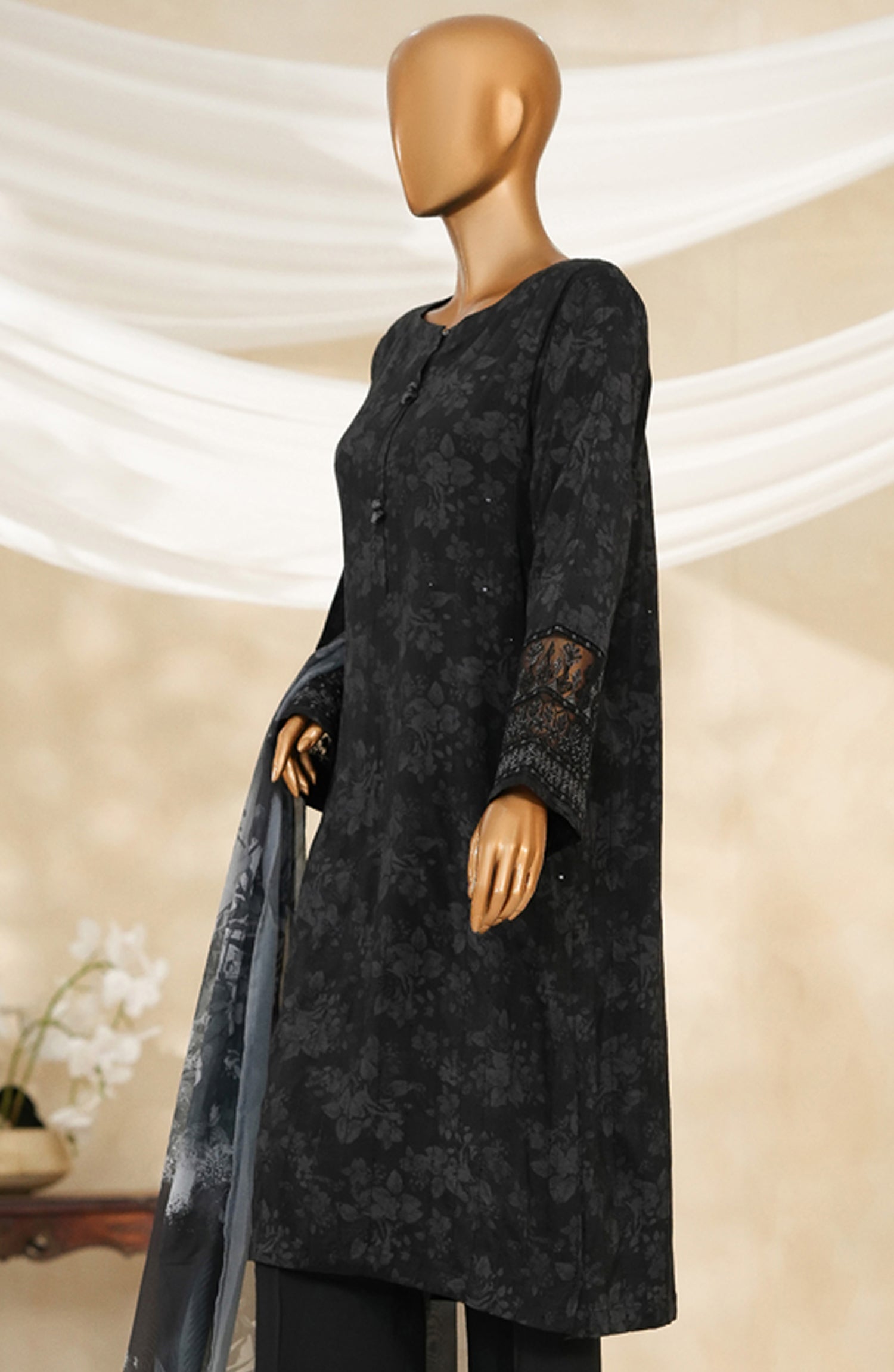 HZ Textile Ready to Wear MAJESTIC EMBROIDERED SILK 3PC Collection 2025 D-06