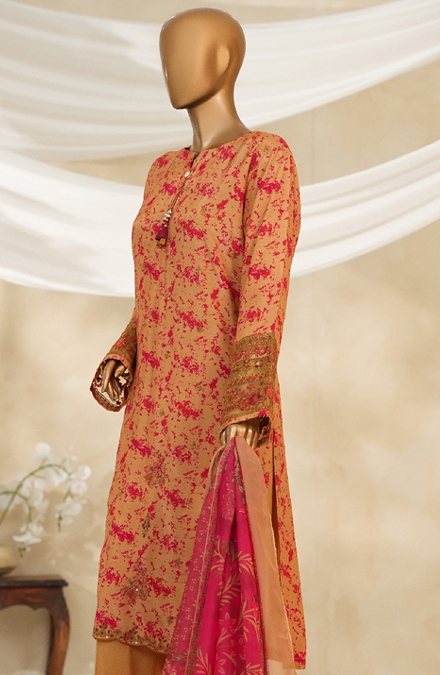 HZ Textile Ready to Wear MAJESTIC EMBROIDERED SILK 3PC Collection 2025 D-07