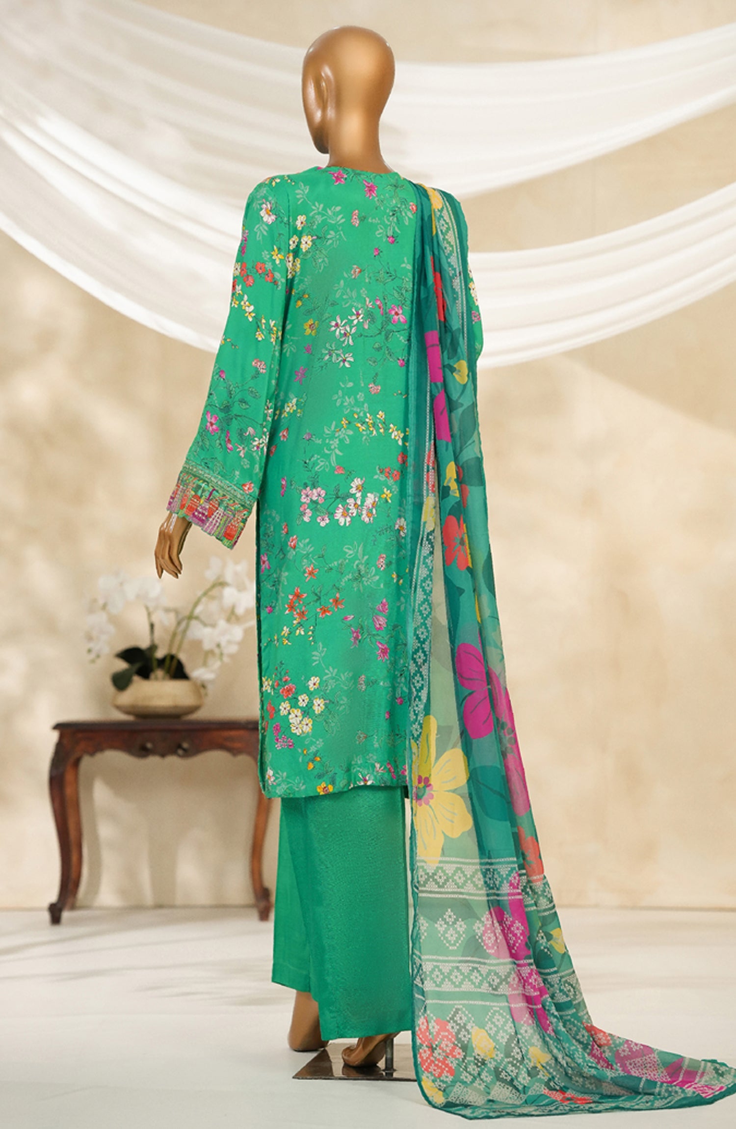 HZ Textile Ready to Wear MAJESTIC EMBROIDERED SILK 3PC Collection 2025 D-08