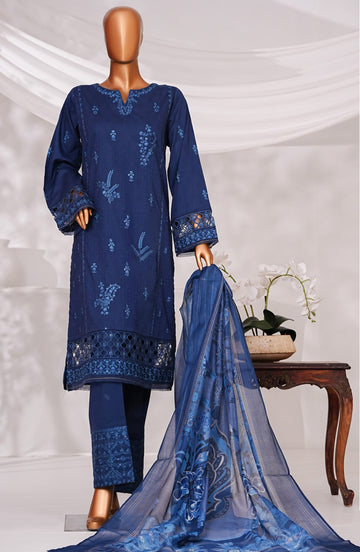 HZ Textile RTW MUSE Cotton Self Jacquard Embroidered With Digital Printed Dupatta VOL-05 3PC Collection 2025 D-04