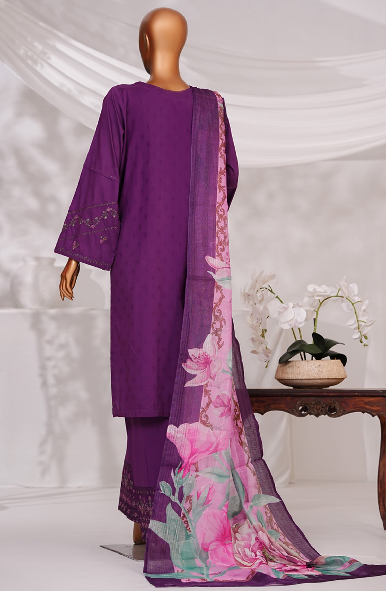 HZ Textile RTW MUSE Cotton Self Jacquard Embroidered With Digital Printed Dupatta VOL-05 3PC Collection 2025 D-02