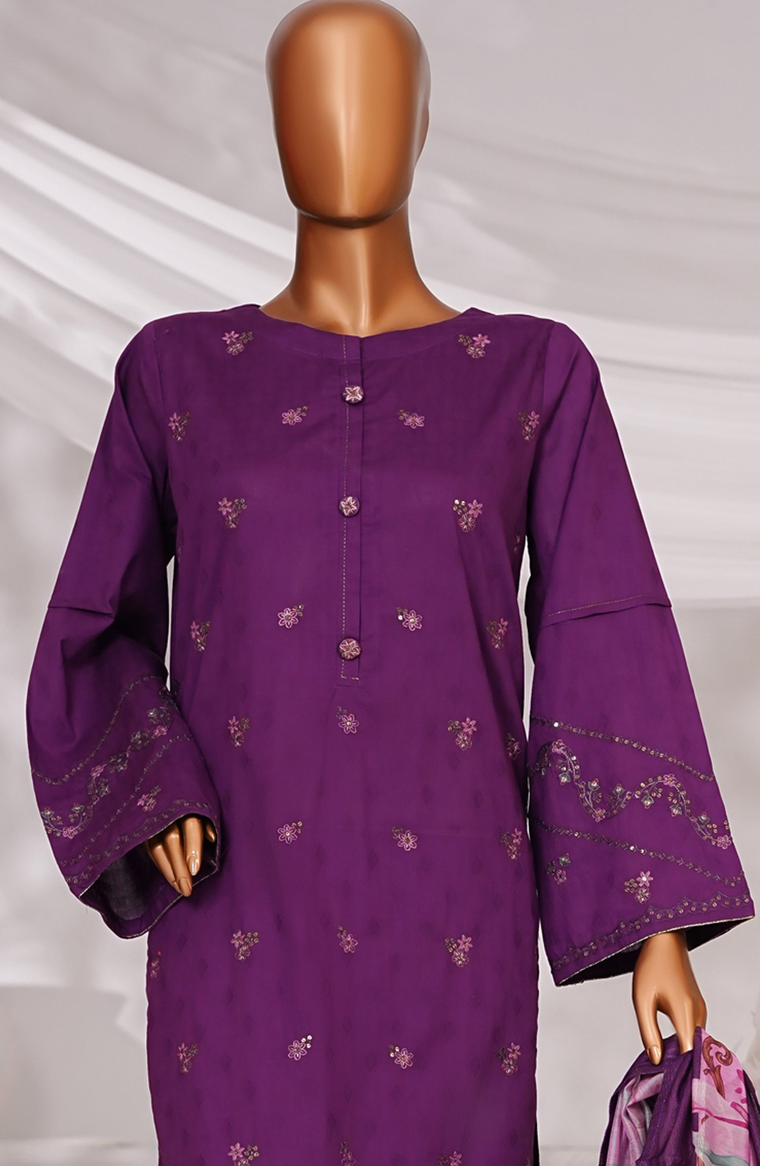 HZ Textile RTW MUSE Cotton Self Jacquard Embroidered With Digital Printed Dupatta VOL-05 3PC Collection 2025 D-02