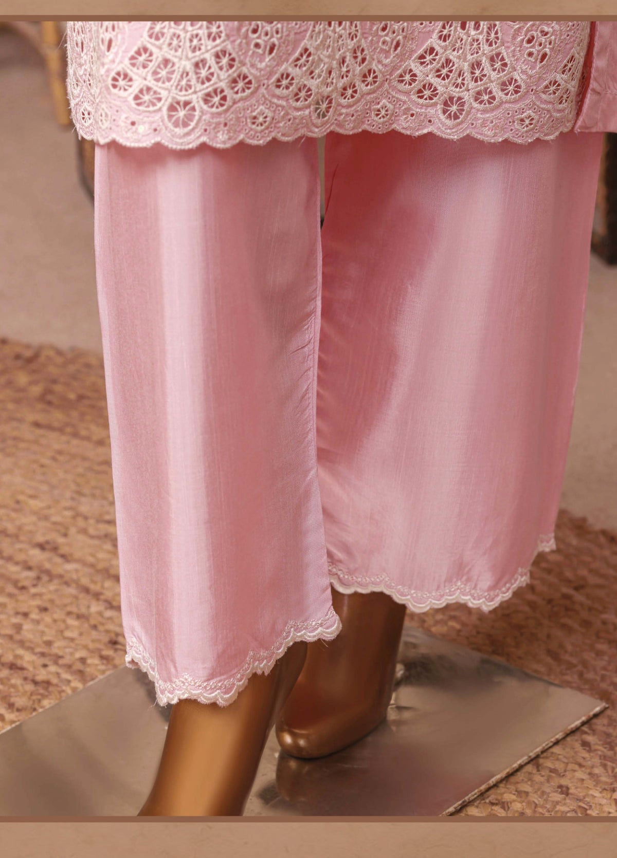 Majestic Silk by HZ Textiles RTW Embroidered Raw silk 3 Piece Suit D-03 Blush Rose