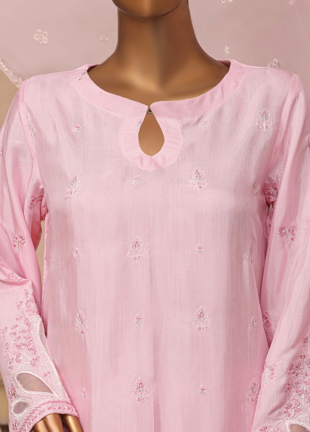 Majestic Silk by HZ Textiles RTW Embroidered Raw silk 3 Piece Suit D-03 Blush Rose