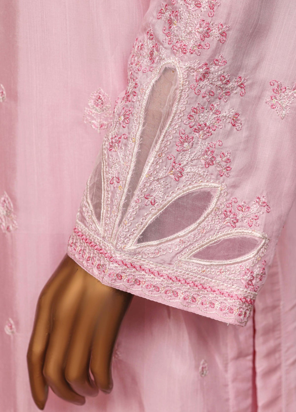 Majestic Silk by HZ Textiles RTW Embroidered Raw silk 3 Piece Suit D-03 Blush Rose