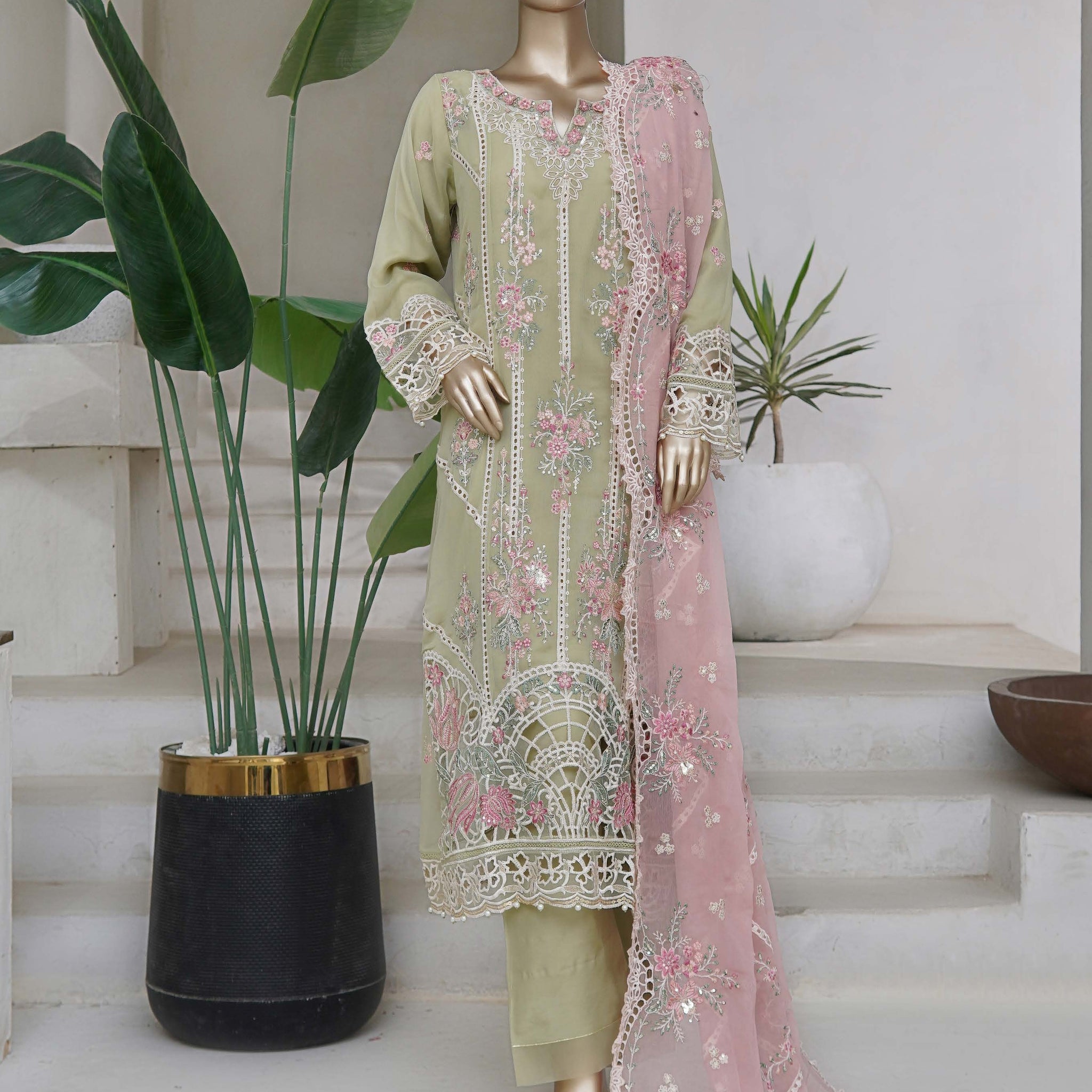 Sadabahar Afsanay Vol-15 luxury Gharara Chiffon Heavy Embroidered With Chiffon Embroidered Dupatta 3Piece RTW Collection 2025 D-03