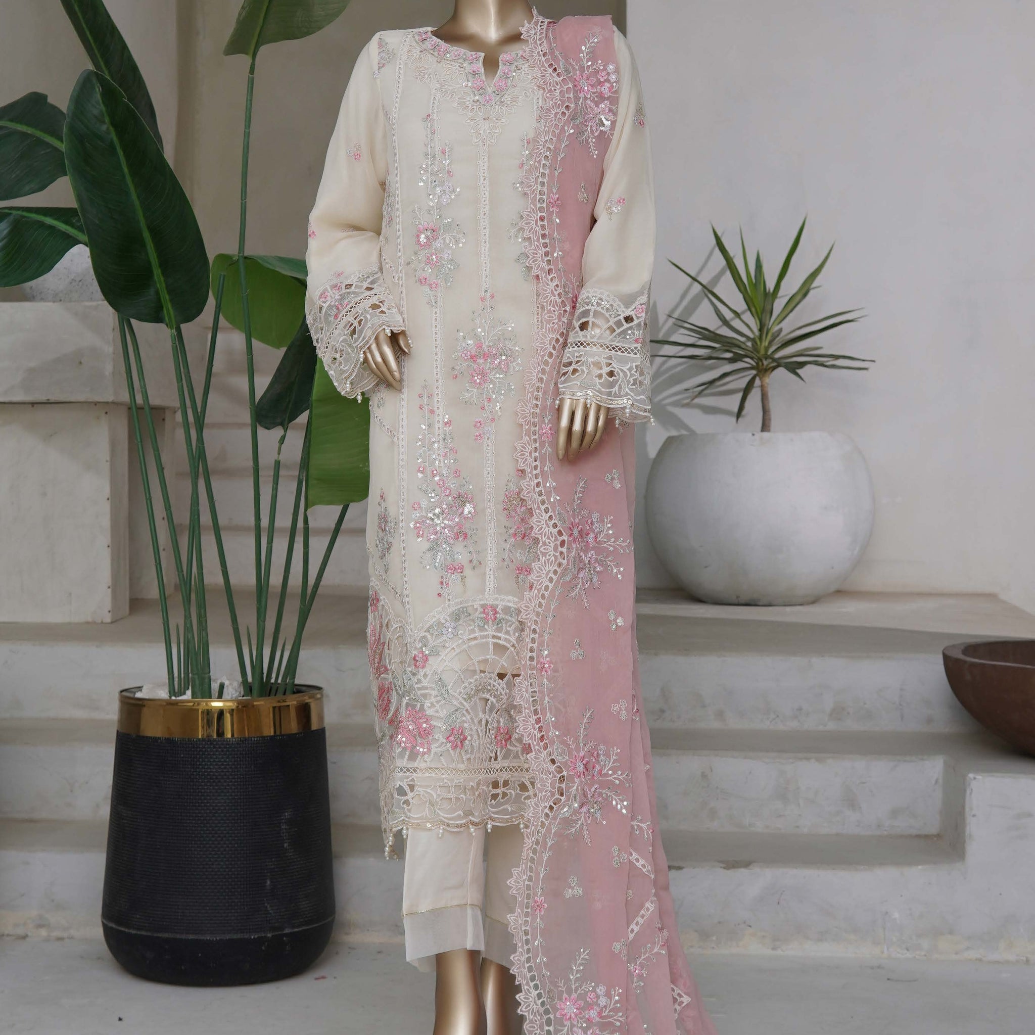 Sadabahar Afsanay Vol-15 luxury Gharara Chiffon Heavy Embroidered With Chiffon Embroidered Dupatta 3Piece RTW Collection 2025 D-05