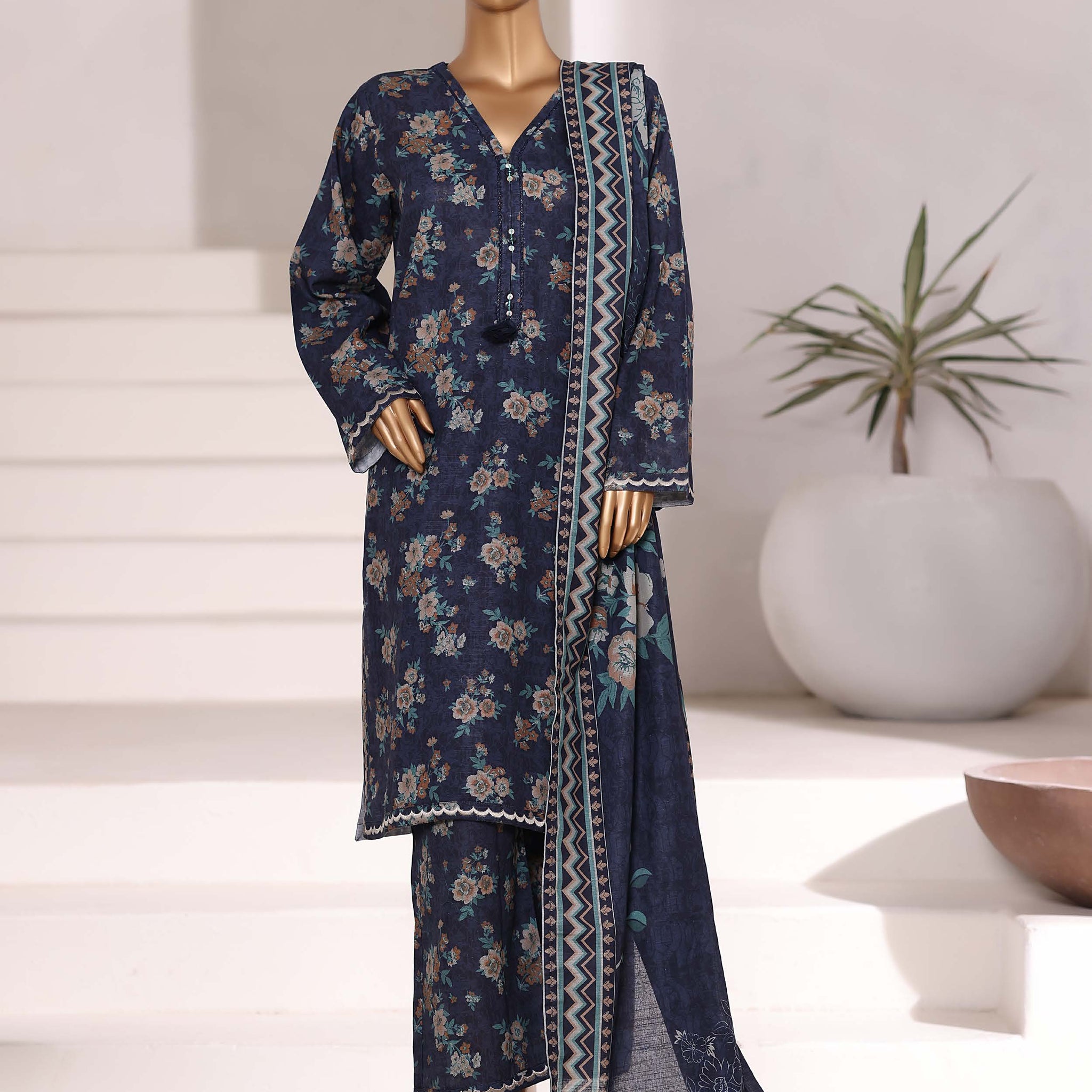 Sadabahar Printed Khadder Fall Embroidered 3pcs Stitched Collection 2025 D-03