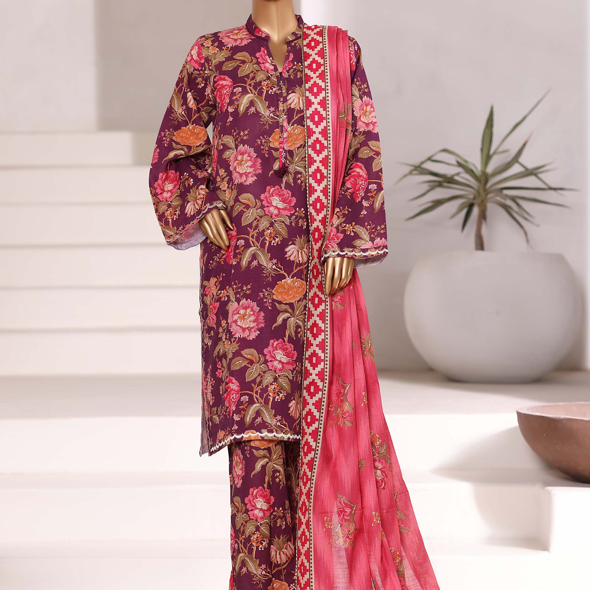 Sadabahar Printed Khadder Fall Embroidered 3pcs Stitched Collection 2025 D-04