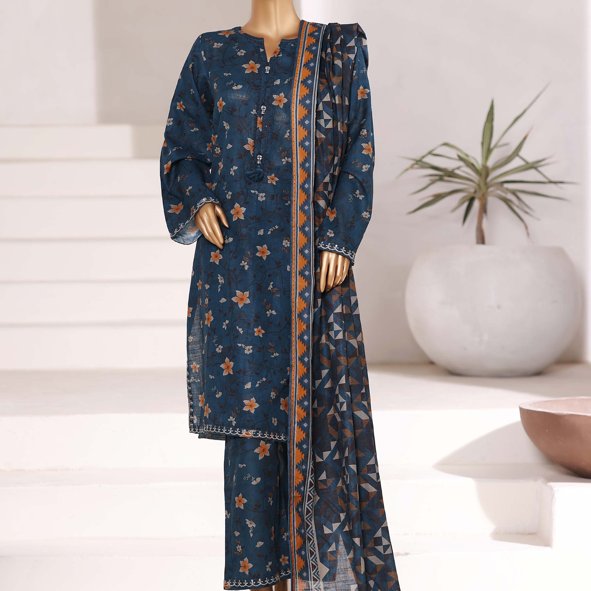Sadabahar Printed Khadder Fall Embroidered 3pcs Stitched Collection 2025 D-01