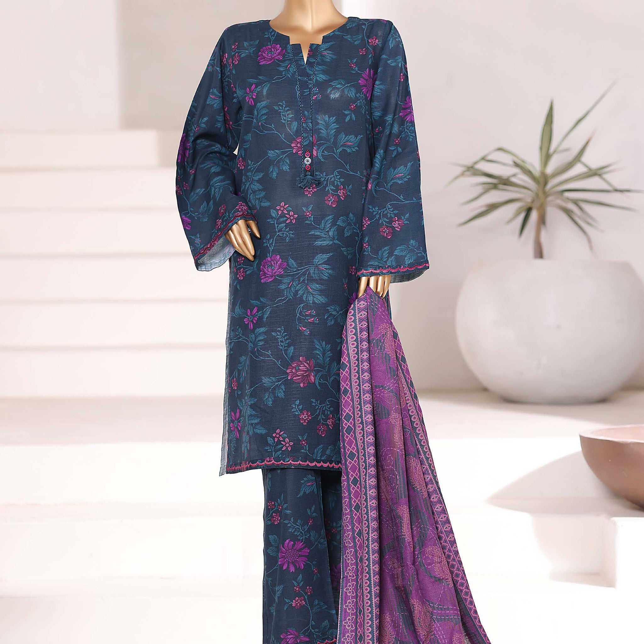 Sadabahar Printed Khadder Fall Embroidered 3pcs Stitched Collection 2025 D-06