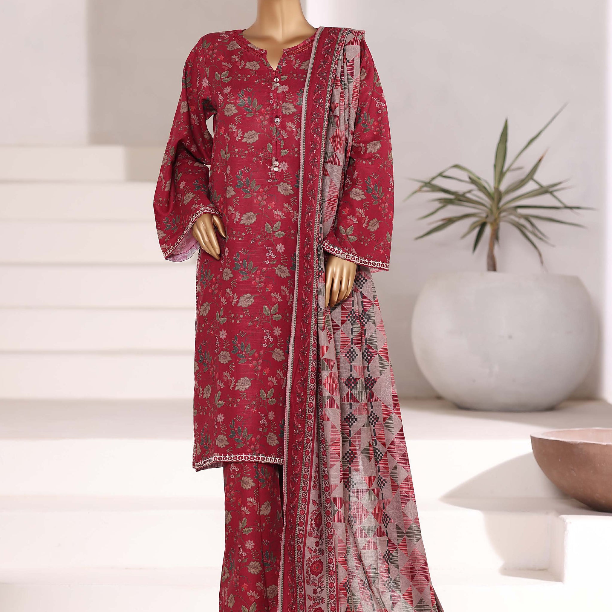 Sadabahar Printed Khadder Fall Embroidered 3pcs Stitched Collection 2025 D-02