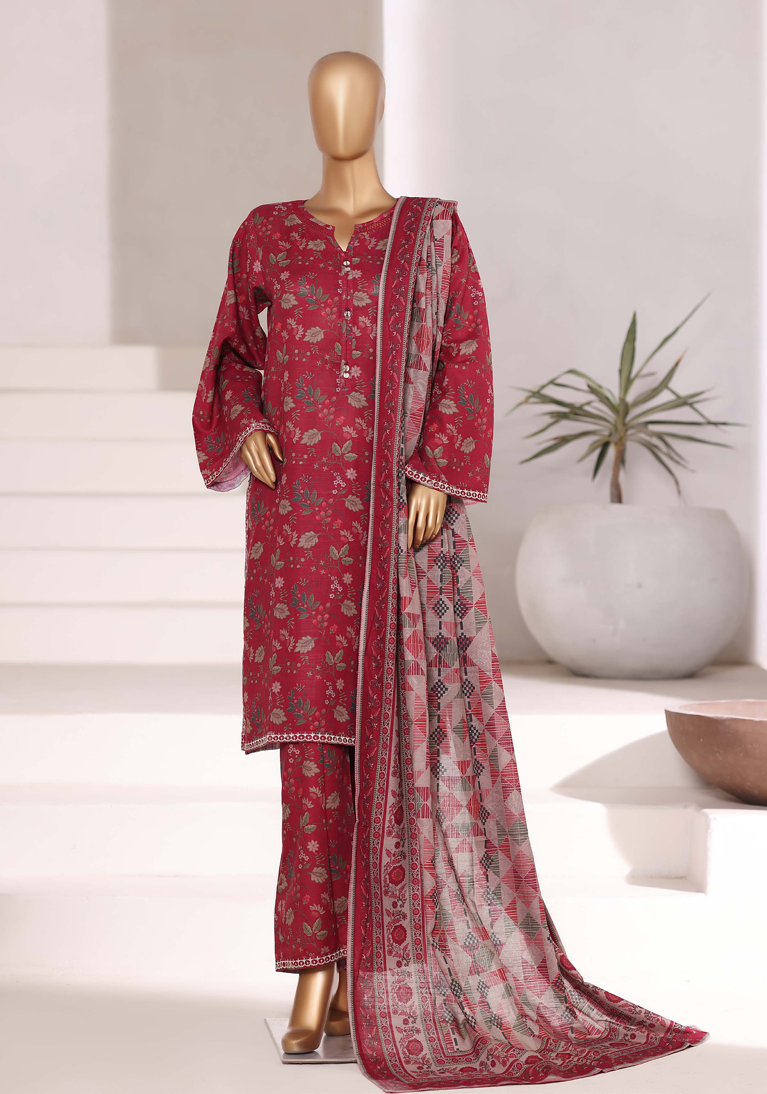 Sadabahar Printed Khadder Fall Embroidered 3pcs Stitched Collection 2025 D-02