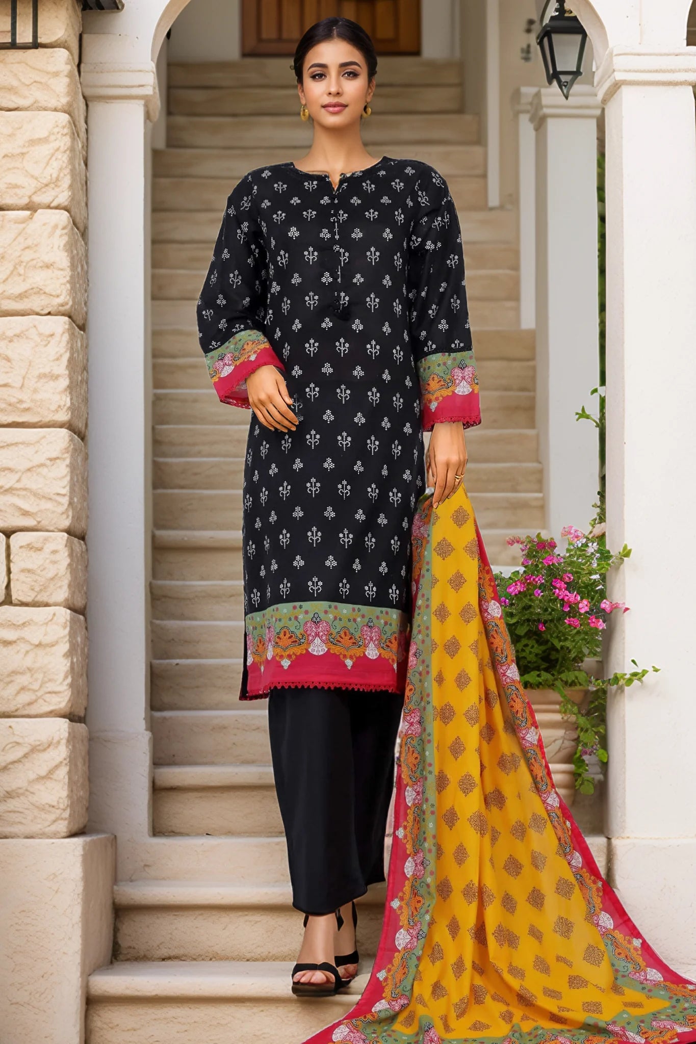 Sada Bahar Stitched 3 Piece Printed Lawn Vol-02 Collection'2025-PR-330-Black