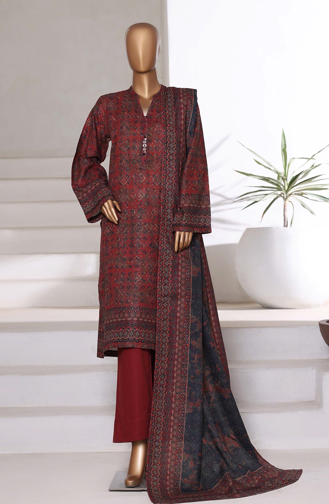 Sadabahar Printed Khadder 3pcs Stitched Vol-1 Collection 2025 D-01
