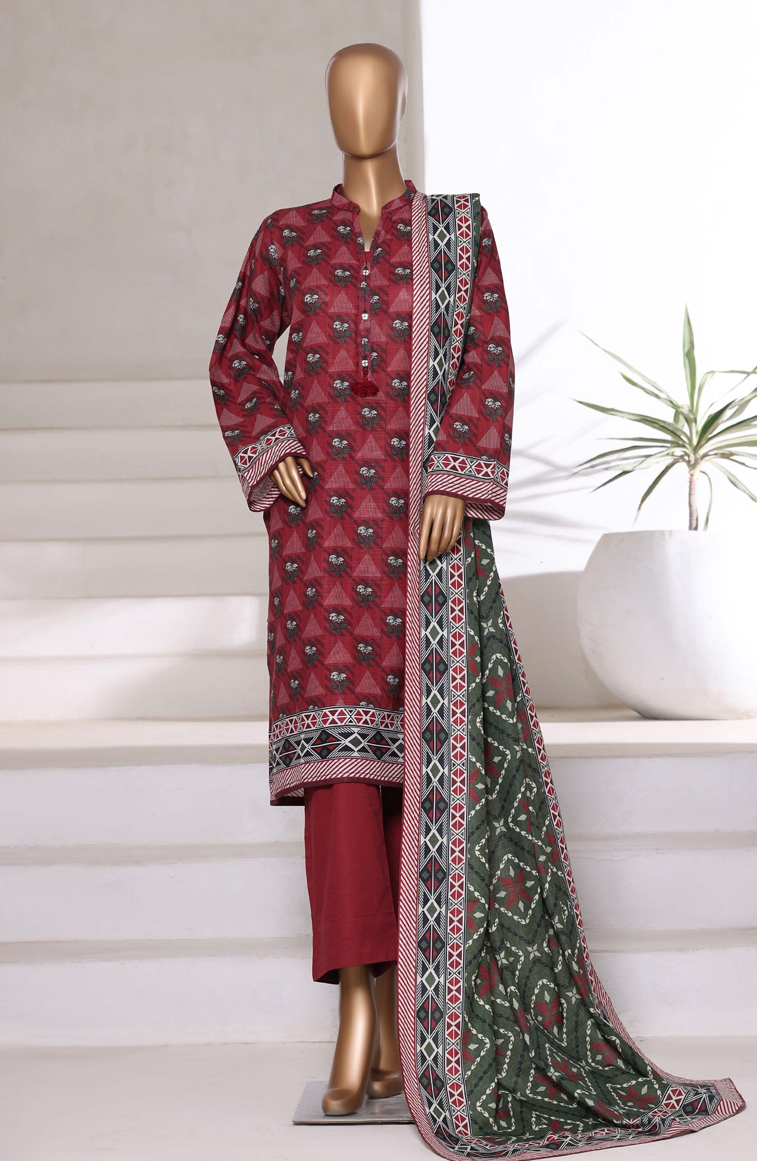 Sadabahar Printed Khadder 3pcs Stitched Vol-1 Collection 2025 D-05