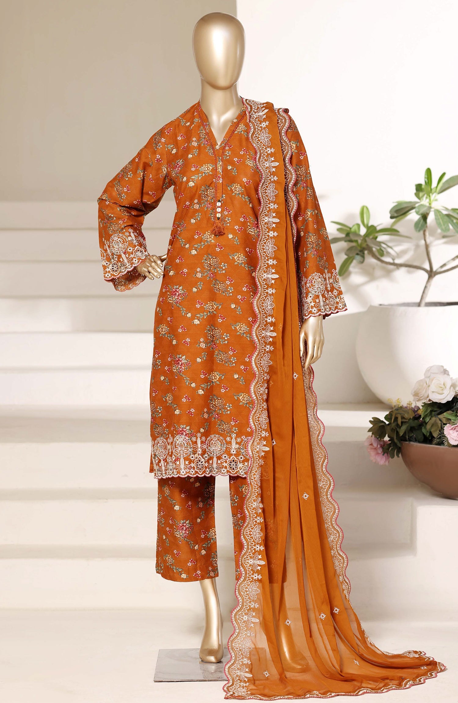 Sadabahar Luxury Lawn Festive Regal Festive Eid Edition Heavy Embroidered With Chiffon Embroidery Dupatta 3Piece stitched Ready to Wear Collection 2026 D-04
