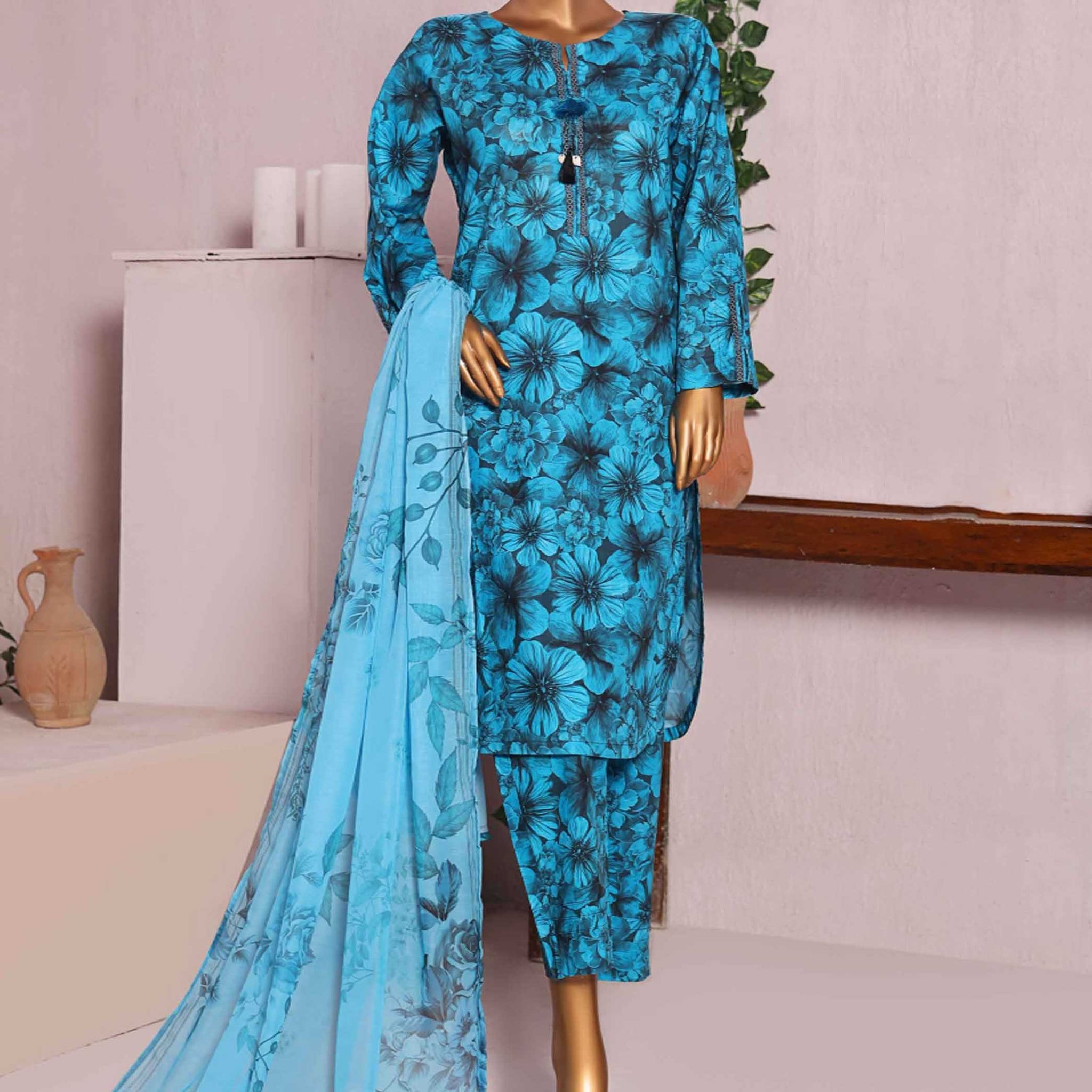 Sumi Textile Ready to Wear INTERMIX Cambric Printed 3PC Collection 2025 D-02