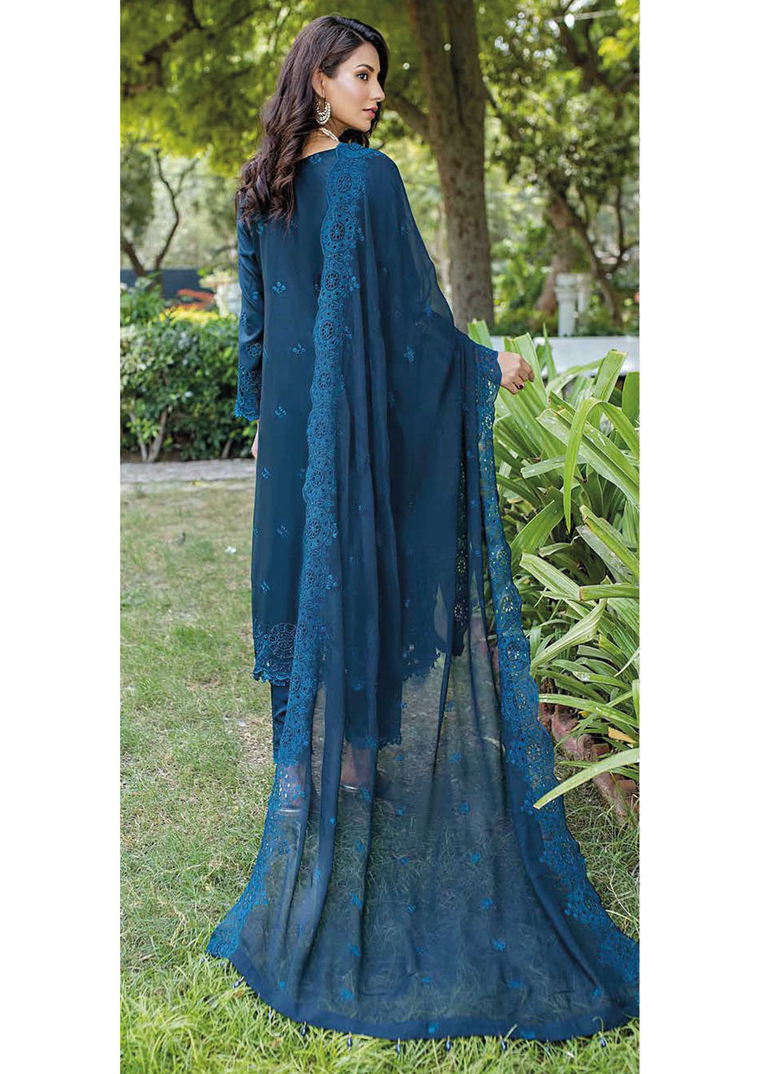 Dr. Haris By KAMILA BIG BORING LUXURY CHIKANKARI Collection'25 D-10 blue