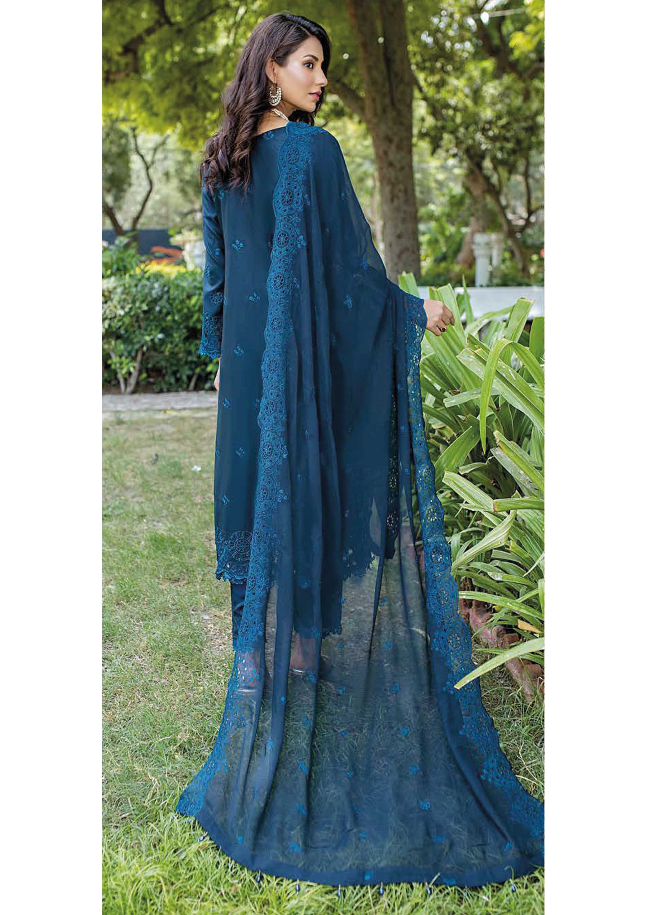 Dr. Haris By KAMILA BIG BORING LUXURY CHIKANKARI Collection'25 D-10 blue