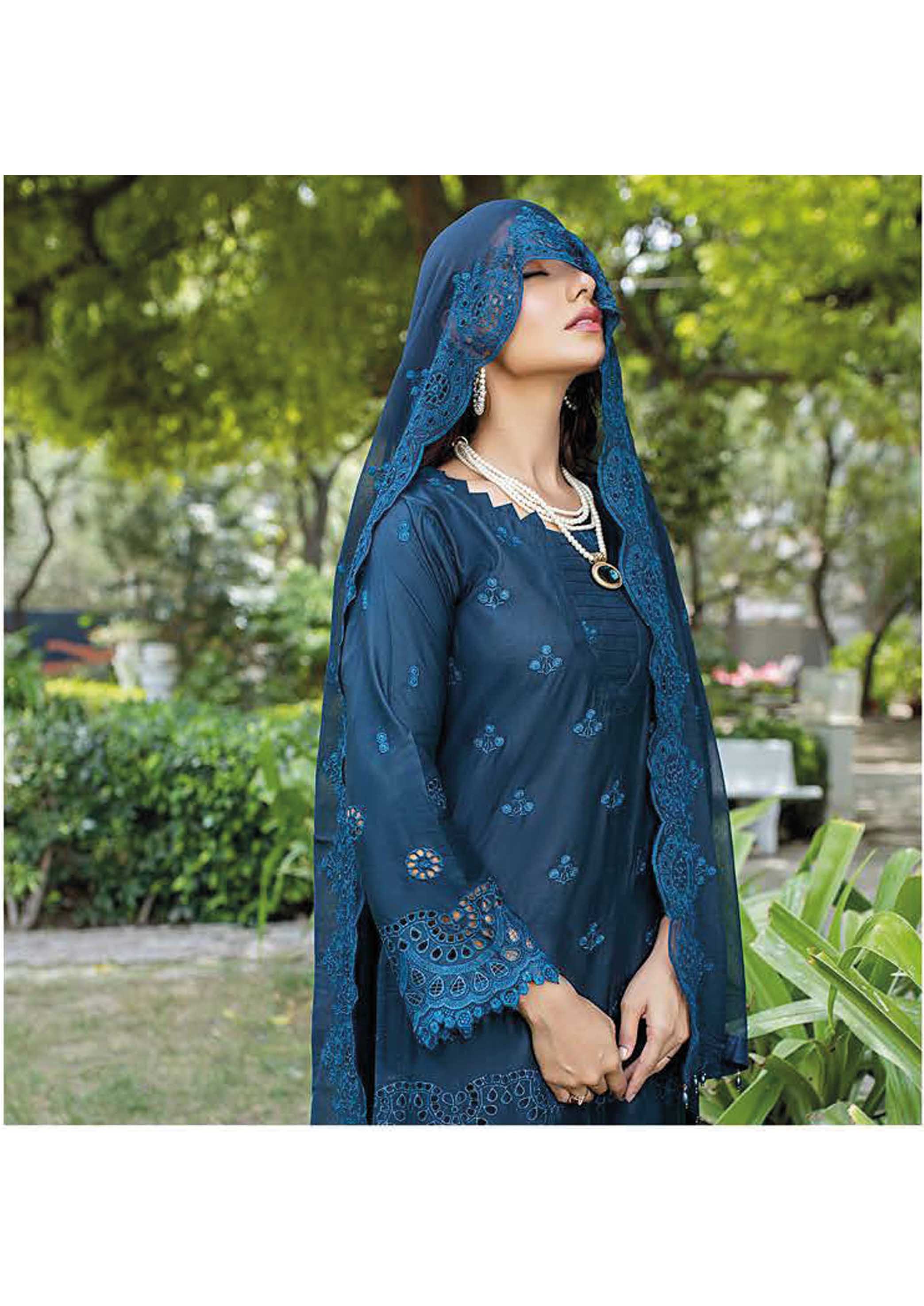 Dr. Haris By KAMILA BIG BORING LUXURY CHIKANKARI Collection'25 D-10 blue