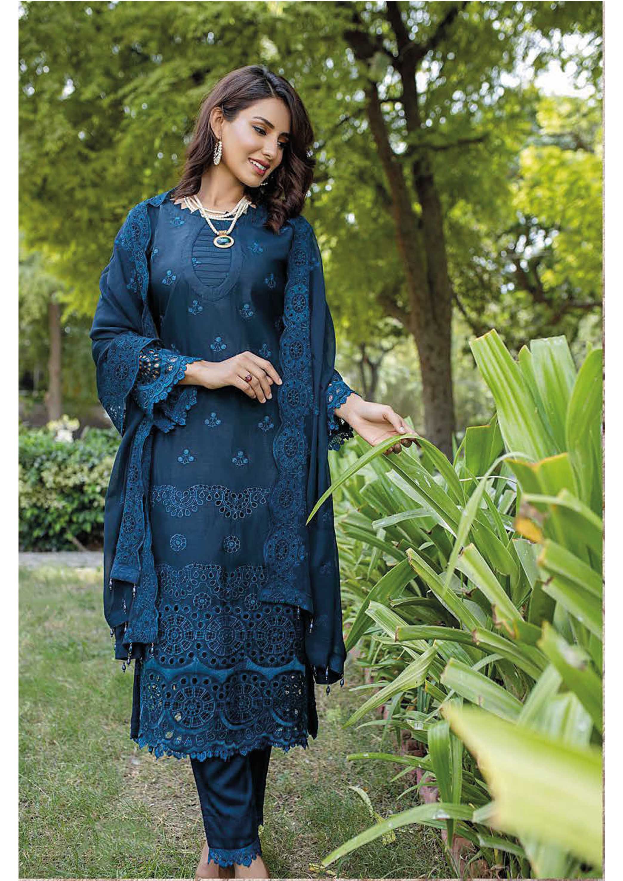 Dr. Haris By KAMILA BIG BORING LUXURY CHIKANKARI Collection'25 D-10 blue
