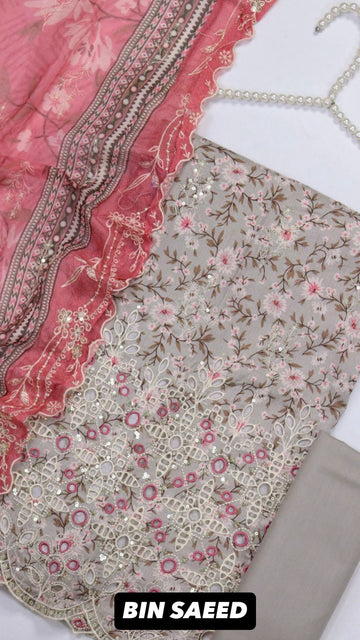 BIN SAEED Luxury Mid Summer Embroidery 3Piece Unstitched COLLECTION 2025 D-08