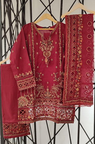 SADABAHAR LUXURY FORMAL FESTIVE °MAHPARA° ORGANZA EMBROIDERED 3PIECE STITCHED COLLECTION 2025 D-04