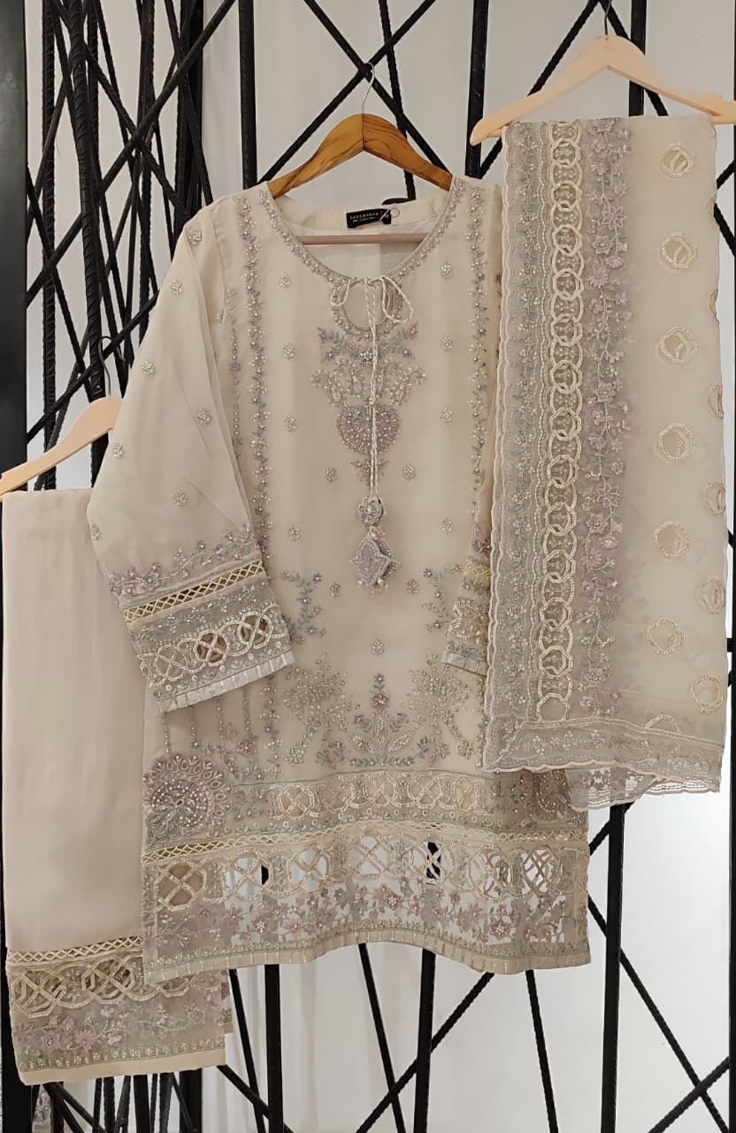 SADABAHAR LUXURY FORMAL FESTIVE °MAHPARA° ORGANZA EMBROIDERED 3PIECE STITCHED COLLECTION 2025. D-07