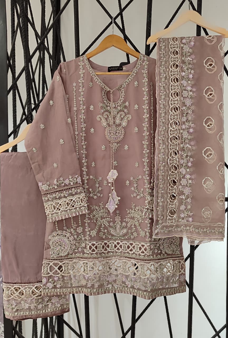 SADABAHAR LUXURY FORMAL FESTIVE °MAHPARA° ORGANZA EMBROIDERED 3PIECE STITCHED COLLECTION 2025 D-03