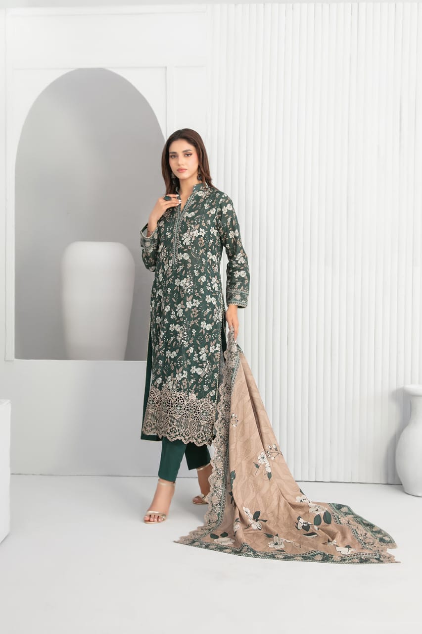 TAWAKKAL MADEA EMBROIDERED KHADDAR 3PIECE UNSTITCHED COLLECTION 2025 D 01