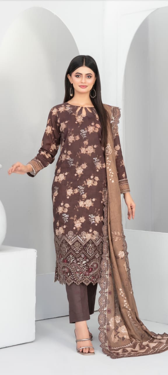 TAWAKKAL MADEA EMBROIDERED KHADDAR 3PIECE UNSTITCHED COLLECTION 2025 D 10