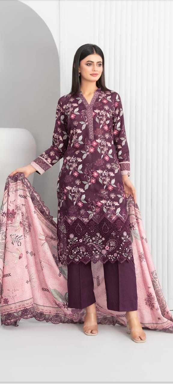 TAWAKKAL MADEA EMBROIDERED KHADDAR 3PIECE UNSTITCHED COLLECTION 2025 D 08