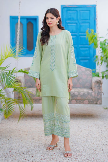 Ayesha Fabrics Present's RTW Daily Drop—Solid Cotton Shirt EMB with Cotton Trouser 2PC Collection 2025 D-101