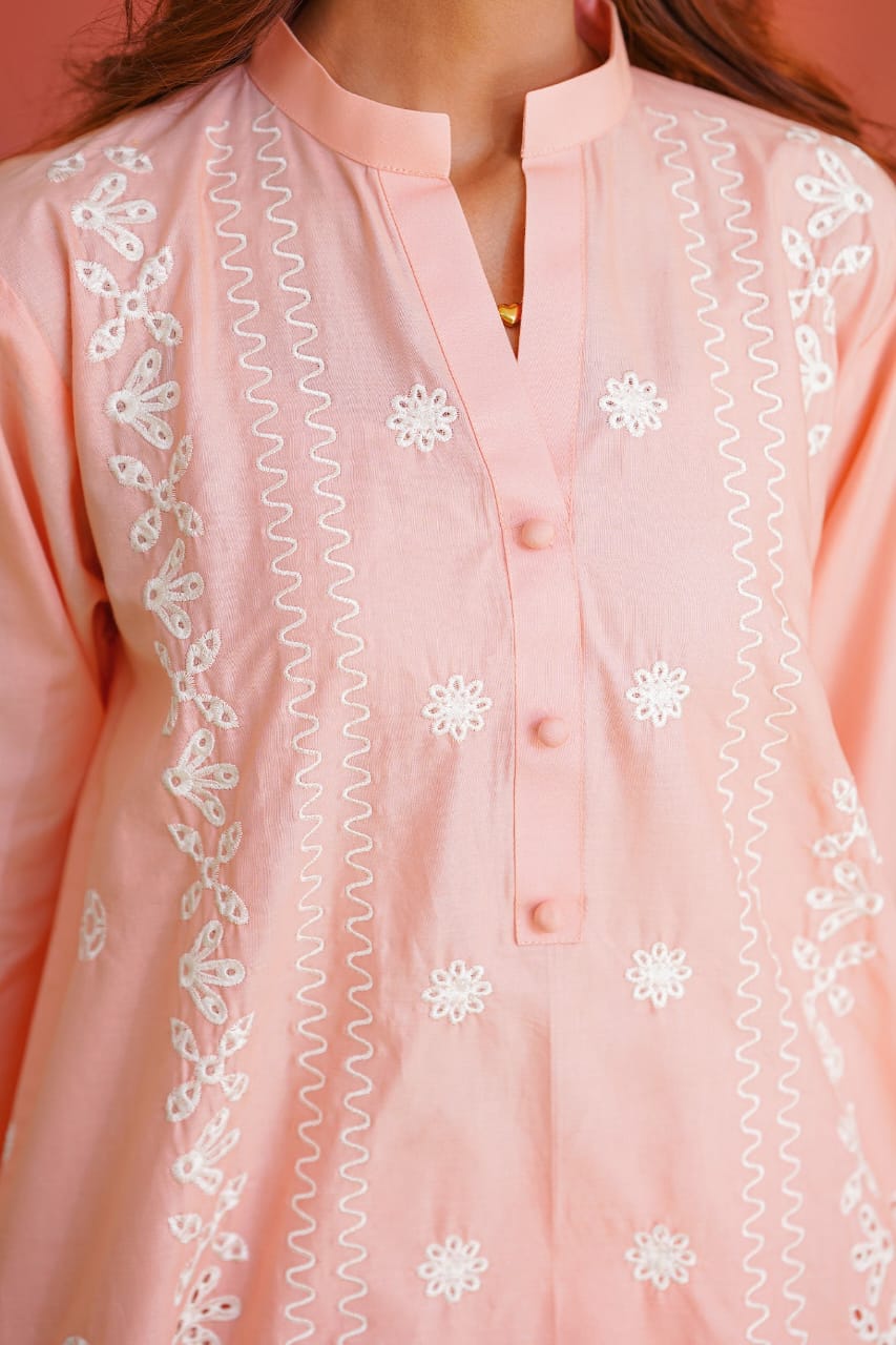 Ayesha Fabrics Present's RTW Daily Drop—Solid Cotton Shirt EMB with Cotton Trouser 2PC Collection 2025 D-102