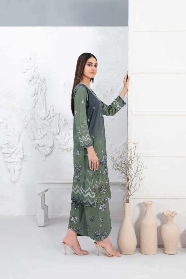 Tawwakal Fabric by Un-Stitched Laserkari Daman Embroidered Digital Printed Lawn Shirt D-02