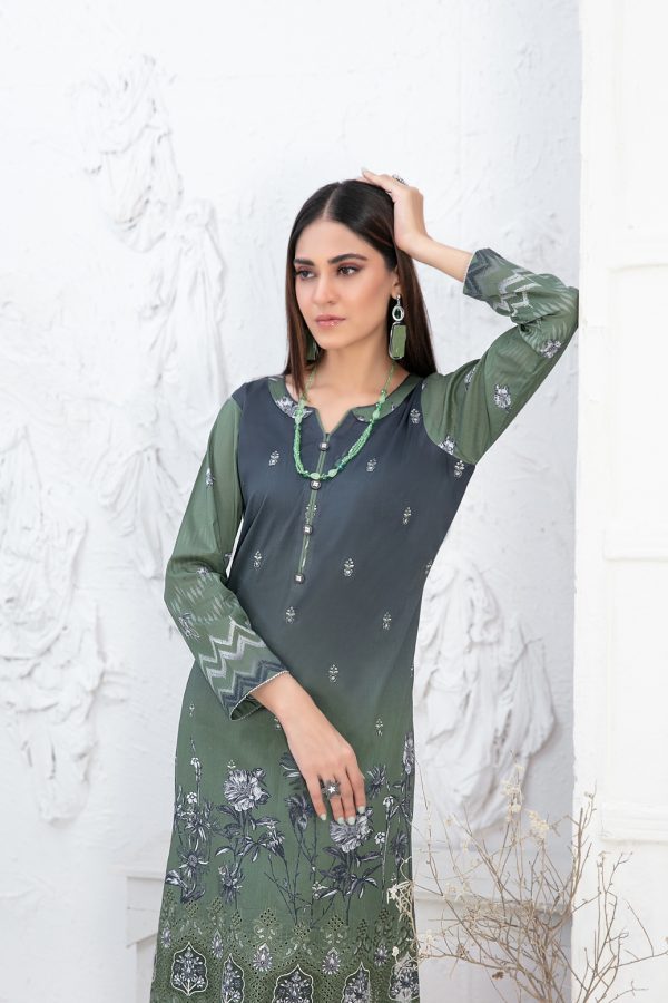 Tawwakal Fabric by Un-Stitched Laserkari Daman Embroidered Digital Printed Lawn Shirt D-04