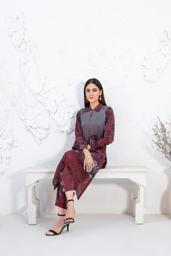 Tawwakal Fabric by Un-Stitched Laserkari Daman Embroidered Digital Printed Lawn Shirt D-03