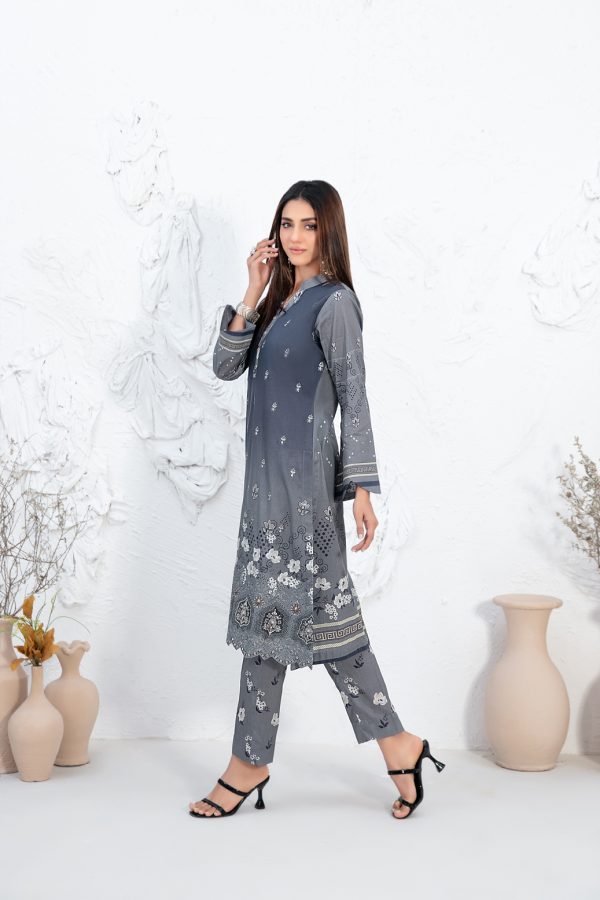 Tawwakal Fabric by Un-Stitched Laserkari Daman Embroidered Digital Printed Lawn Shirt D-06