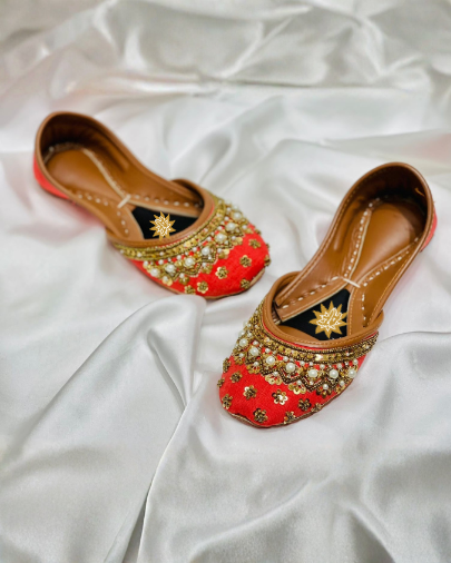 HALFNAWABI RED HANDMADE KHUSSA BY AYESHA FABRICS