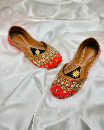 HALFNAWABI RED HANDMADE KHUSSA BY AYESHA FABRICS
