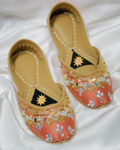 SHEESH PEACH HANDMADE KHUSSA BY AYESHA FABRICS