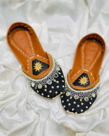 SHEESH BLACK HANDMADE KHUSSA BY AYESHA FABRICS