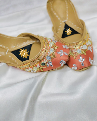 SHEESH PEACH HANDMADE KHUSSA BY AYESHA FABRICS