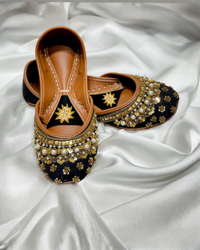 HALFNAWABI BLACK HANDMADE KHUSSA BY AYESHA FABRICS