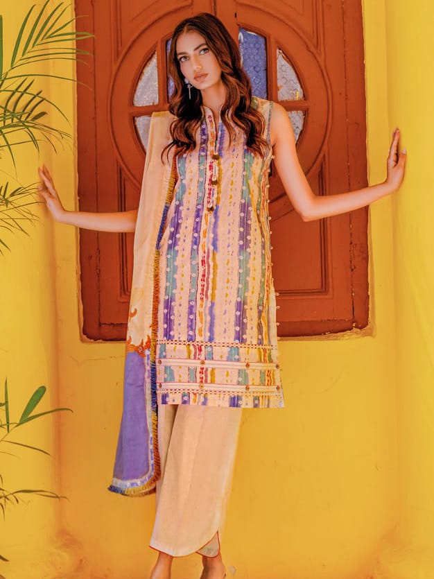 Gul Ahmed Unstitched Printed Lawn 3pcs Suite D-10