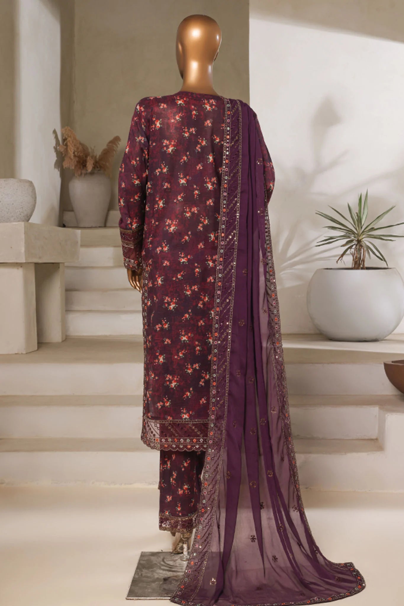 Malika By Sada Bahar Stitched 3 Piece Emb Festive Vol-05 Collection'2025-EMB Chiffon dupatta-Falsa