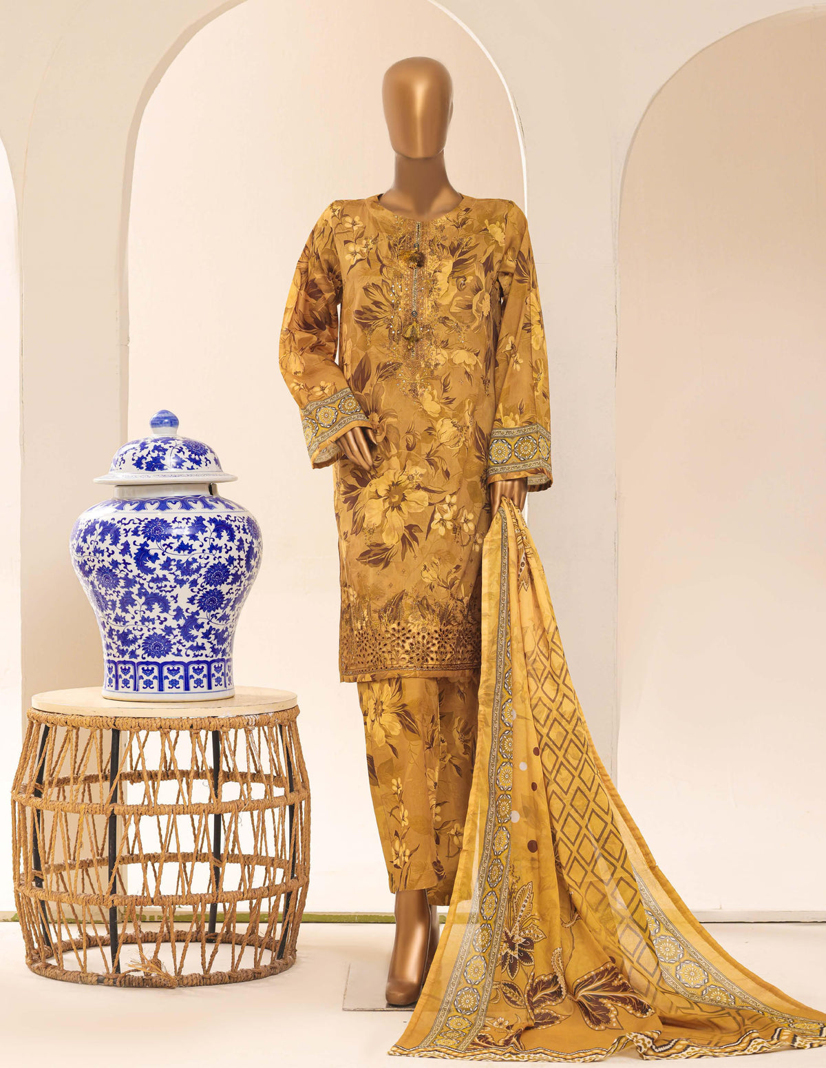 Aashkaar by HZ Textile Embroidered Lawn Stitched 3 Piece Suit - D-04